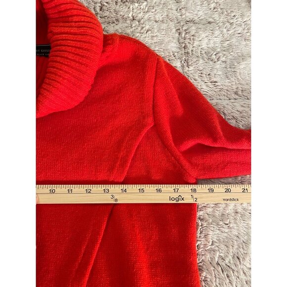 G By Giuliana Red Turtleneck Sweater Women S, Ribbed Sleeves & Asymmetrical Hem - Picture 10 of 16